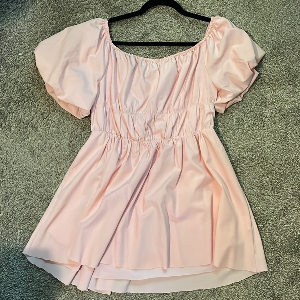 Pink Off-Shoulder Ruffled Dress